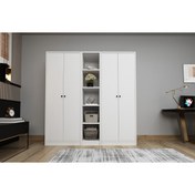 Resim Nettrends 4 Kapılı Askılıklı Raflı Giysi Dolabı Gardrop Beyaz 165 Cm G-yd-1073-ç G-YD-1073-Çkrc 