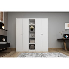 Resim Nettrends 4 Kapılı Askılıklı Raflı Giysi Dolabı Gardrop Beyaz 165 Cm G-yd-1073-ç G-YD-1073-Çkrc 