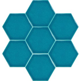 Resim Armada Çini 15x17 Cm Düz Turkuaz Altıgen Seramik 