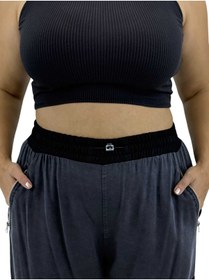 Resim DOLARES Büyük Beden Viskon Düğme Detaylı Önden Cepli Jogger Lastikli İkili Kadın Takım 