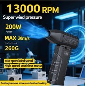 Resim Globalbloom Black 400000 Rpm Taşınabilir Elektrikli Fan Üfleyici Toz Kar Temizleme Bilgisayar Temizliği Type-c Şarj Edilebilir Araç Kamp İçin 