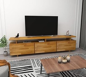 Resim Woodface Verona Çekmeceli Televizyon Sehpası 174 x 30 Doğal Ahşap Özel Tasarım 