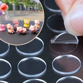 Resim 100 Paket Şeffaf Akrilik Çift Taraflı Yapışkan Etiketler - Görünmez, Çıkarılabilir, Nano Bağlama için Düğün Balonları, Araba Dekoru ve Nokta Uygulamaları 