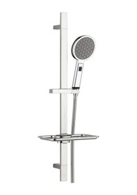 Resim T-may Gediz Kare Borulu Hareketli Sürgülü Duş Seti Üst Takımı Krom 