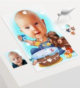 Resim Kişiye Özel Bebek Doğum Günü Karikatür 240 Parça A3 Puzzle - 1 