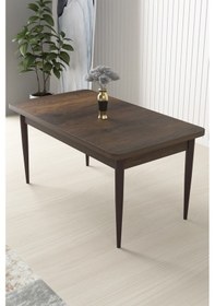 Resim Canisa Concept Nil Serisi Barok Ahşap Desenli Sabit Yemek Masa&mutfak Masası +4 Lacivert Sandalye Lacivert 