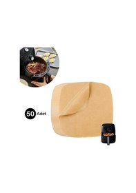 Resim Sylar 50 Adet Air Fryer Pişirme Kağıdı Tek Kullanımlık Yağ Su Geçirmez Yapışmaz Deliksiz Düz Kare Model 