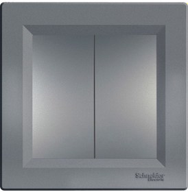 Resim Schneider Asfora Plus Çelik İkili Anahtar Komütatör Çerçeveli - E 