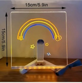 Resim Honeybeeshop Yanmie 15x15 4 Mevsim Led Mesaj Panosu Yedi Renkli Akrilik Isikli Cizim Tahtasi Standli Ofis Ve Ev Icin Noel Yilbasi Hediyesi 