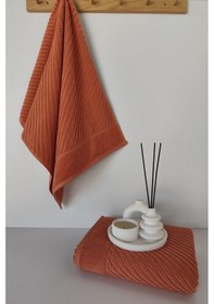 Resim %100 Pamuk 2'li El Havlusu Yumuşak Dokulu, Su Emici, Şık Tasarım Kiremit Kıremıt Kiremit 