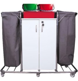 Resim Arar Dolaplı Krom Kat Hizmet Arabası, Çift Torbalı 