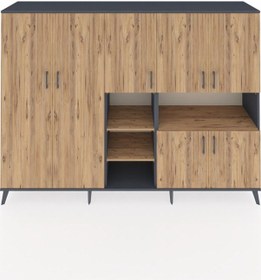 Resim Hyperion Dolap 13 Raflı 7 Kapaklı 220x44x163 Antrasit-çam Atlas Çam - Antrasit 
