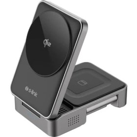 Resim SW-CWF116 Siyah Telefon Kulaklık Akıllı Saat 15W 3 In 1 Kablosuz Şarj Cihazı ile Uyumlu 