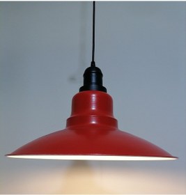 Resim Riolight Retro Kırmızı Içi Beyaz Tekli Metal Sarkıt Çap: 37Cm (538288780) 