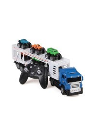 Resim Oyuncak Uzaktan Kumandalı Araba Taşıyan Tır 35 Cm - 6 Adet Mini Arabalı Set 1:32 Ölçek Mavi 