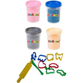 Resim 2 Adet Oyun Hamuru + Oyun Hamuru İçin Merdane Ve Kalıp Seti 