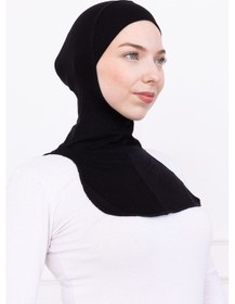 Resim Siyah Ninja Bone Boyunluklu Likralı Sporcu Bonesi Kadın Pratik Tesettür Hijab Başörtü Siyah 