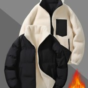 Resim Erkek Çift Taraflı Fleece Ceket - Fermuarlı, Dik Yaka, İç Cepli Rüzgar Geçirmez Kışlık Mont - Kayak, Kamp, Yürüyüş, Kamp Malzemeleri için Soğuk Hava Dış Giyim | Dik Yaka Ceket | Dayanıklı Fermuarlı Kapanış, Erkekler için Kışlık Giyim 