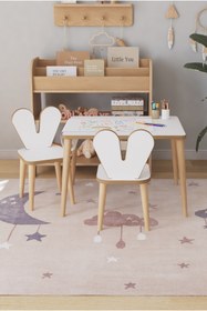 Resim OBİ Atölye Resim Kağıdı Rulolu Çocuk Aktivite Masası 60x45 Cm 2 Sandalyeli Tavşan Sandalye 