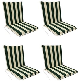 Resim Sandalye Minderi Arkalıklı Lastikli Süngerli-4 Adet(Yeşil-Beyaz) (525695567) 