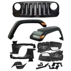 Resim Jeep Wrangler Jk 2007-2017 İçin Uyumlu 2019+ JL Makyajlama (Panjur+Dodik+Çamurluk+Davlunbaz+Led) 