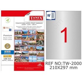 Resim Tanex Tw-2000 S 210X297 MM Silver Lazer Etiket 25 Li 