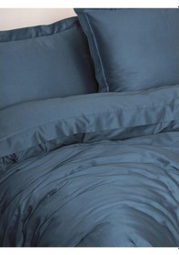 Resim Cotton Box Elegant Saten Tek Kişilik Nevresim Takımı Mavi Siyah 