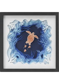 Resim Okyanus Kaplumbağa Diyoraması Papercraft Sanat Çerçevesi 