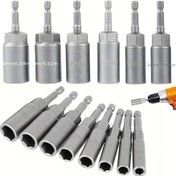 Resim 1/4" Altıgen Saplı 8 Parça Yüksek Torklu Derin Soket Adaptör Seti - Ağır Hizmet Uygulamaları İçin Mükemmel, El & Elektrikli Matkaplarla Uyumlu 