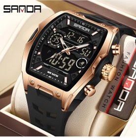 Resim Sunshine022 Ofns Erkek Spor Saati Pedometre Pusula Metronom Çok Fonksiyonlu Nylon Kayış Siyah Gül Altın Diğer 