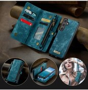 Resim Fochsia Galaxy Uyumlu S25 Edge Yesil Manyetik Cüzdan Kapaklı Kılıf Bilek Kayışı Kartlık 