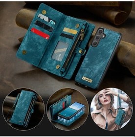 Resim Fochsia Galaxy Uyumlu S25 Edge Yesil Manyetik Cüzdan Kapaklı Kılıf Bilek Kayışı Kartlık 