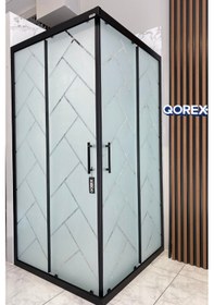 Resim - Siyah - 6 Mm Temperli Kum Cam Duşakabin H:190 Özel Seri Krom Aksesuar Sanat Diğer 