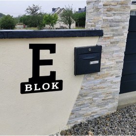 Resim zafrakreklam Apartman Site Bina Blok Yönlendirme E Blok 34x40 Cm Alüminyum Siyah 