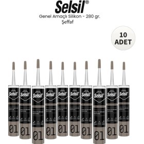 Resim Selsil Genel Amaçlı Şeffaf Silikon 280 Gr. - 10 Adet Şeffaf 