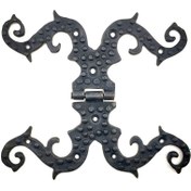 Resim Skygo Antika Tarz Dekoratif Pirinç Süslü Menteşe - 190x170 mm, Oksit 