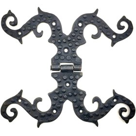 Resim Skygo Antika Tarz Dekoratif Pirinç Süslü Menteşe - 190x170 mm, Oksit 