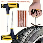 Resim 7 adet/23 adet Tam Araba Lastik Tamir Kiti - Dayanıklı Metal Lastik Kolu, Kauçuk Tampon ve Yapıştırıcı Şeritler ile Acil Durum Lastik Kolu, Lastikler, Motosikletler, Elektrikli Scooters için Hızlı ve Kolay Onarım, Dış Mekan Seyahat Gereksinimleri | Kompakt Depolama Kutusu | Güvenli Kapatma Kutusu 