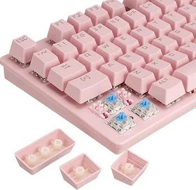 Resim coverzone Leaven K550 Kablolu Pembe Klavye Led RGB 87 Tuşlu Gökkuşağı Renler Mekanik Oyuncu Işıklı Klavye Ergonomik Tasarım Rahat 150cm Kablo Uzunluğu Bilgisayar PC için Mavi Switch 