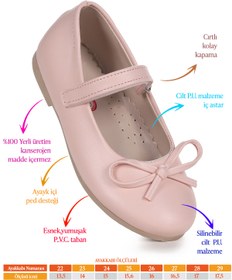 Resim Kiko Kids Barbe Cilt Fiyonklu Cırtlı Kız Çocuk Babet Ayakkabı 