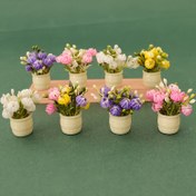 Resim 8 adet Miniature Renkli Çiçek Saksıları Plastik Lale ve Nar ile - Bebek Evi, Peri Bahçesi ve Ev Dekorasyonu için İdeal, Parti Dekorasyonu | Canlı Çiçek Aranjmanı | Detaylı Petal Tasarımı, Çiçek Dekorasyonları 