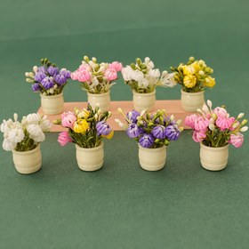 Resim 8 adet Miniature Renkli Çiçek Saksıları Plastik Lale ve Nar ile - Bebek Evi, Peri Bahçesi ve Ev Dekorasyonu için İdeal, Parti Dekorasyonu | Canlı Çiçek Aranjmanı | Detaylı Petal Tasarımı, Çiçek Dekorasyonları 