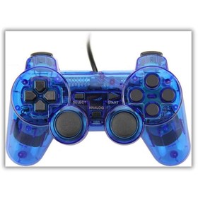 Resim PS2 Controller Oyun Kolu Titreşimli Gamepad Joystick Mavi 