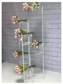 Resim Konak Katlanabilir Ferforje Çiçeklik 6 Lı Beyaz 