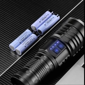 Resim Jouis El Feneri Ultra Güçlü LED El Feneri - 12 Aydınlatma Modu, Şarj Edilebilir, Teleskopik Zoom, RGB Yan Işık ve Omuz Askılı Su Geçirmez Taktik Fener 14.400 mAh Batarya (YÜKSEK PARLAKLIK) 
