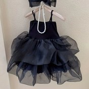 Resim Şık Kızlar için Kolsuz Tutu Elbise, File Örtü ve İnci Vurguları - Yazlık Diz Boyu Prenses Elbisesi, Polyester, Elde Yıkanabilir, A Kesimi, Partiler ve Resmi Etkinlikler İçin Mükemmel, Sevimli Elbise 