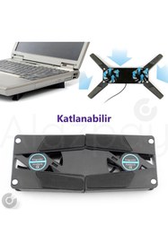 Resim Alazpay Katlanabilir Çift Fanlı USB Dizüstü Laptop Soğutucu Bilgisayar Standı (7-15 Inch) 