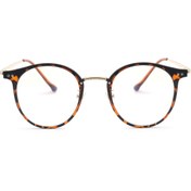 Resim Angel Eyes Leopar Desenli Metal Gold Çerçeveli Bilgisayar Gözlüğü Mavi Işık Koruyucu Şeffaf Lens 