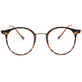 Resim Angel Eyes Leopar Desenli Metal Gold Çerçeveli Bilgisayar Gözlüğü Mavi Işık Koruyucu Şeffaf Lens 