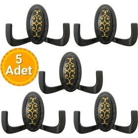 Resim 5 Adet Metal Vestiyer Askılığı - Mat Siyah, Desenli, Dayanıklı, Elbise Ve Mobilya Askılığı Siyah - Siyah 